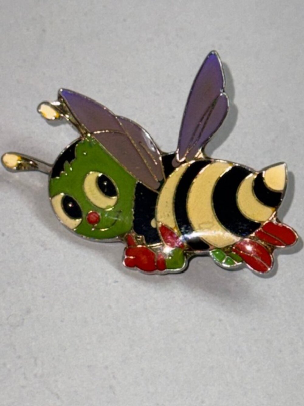 Antique Costume Jewelry Brooch Bumblebee Bumble Bee Bug Insect Anthropomorphic